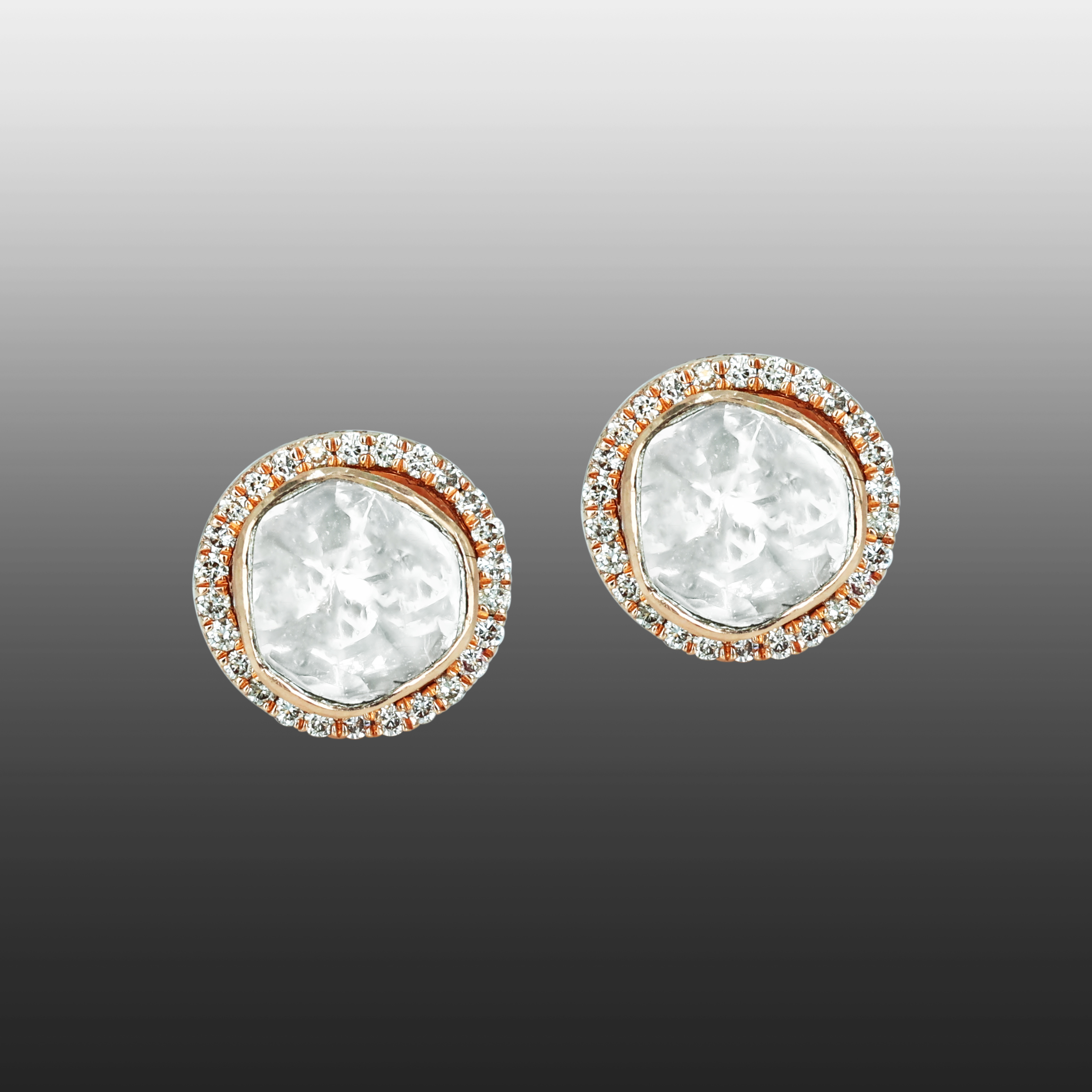 Polki Stud Earrings with Luminous Diamond Halo